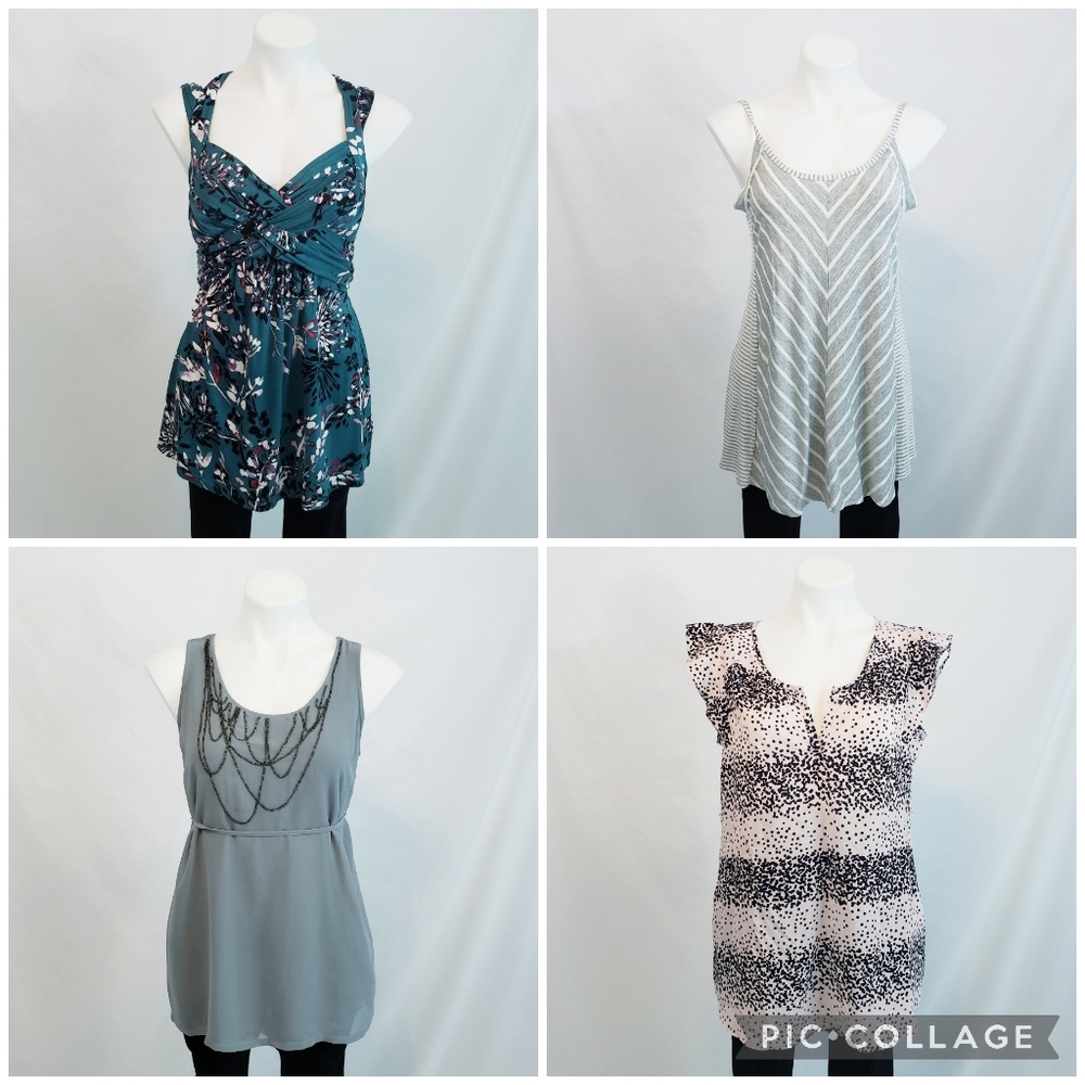 (4) Maternity Sleeveless & Short Sleeve Tops Spring Summer Bundle